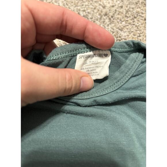 Spearmint Love Bamboo Green Romper with Snaps, Size 6-12 Months - Picture 2 of 3